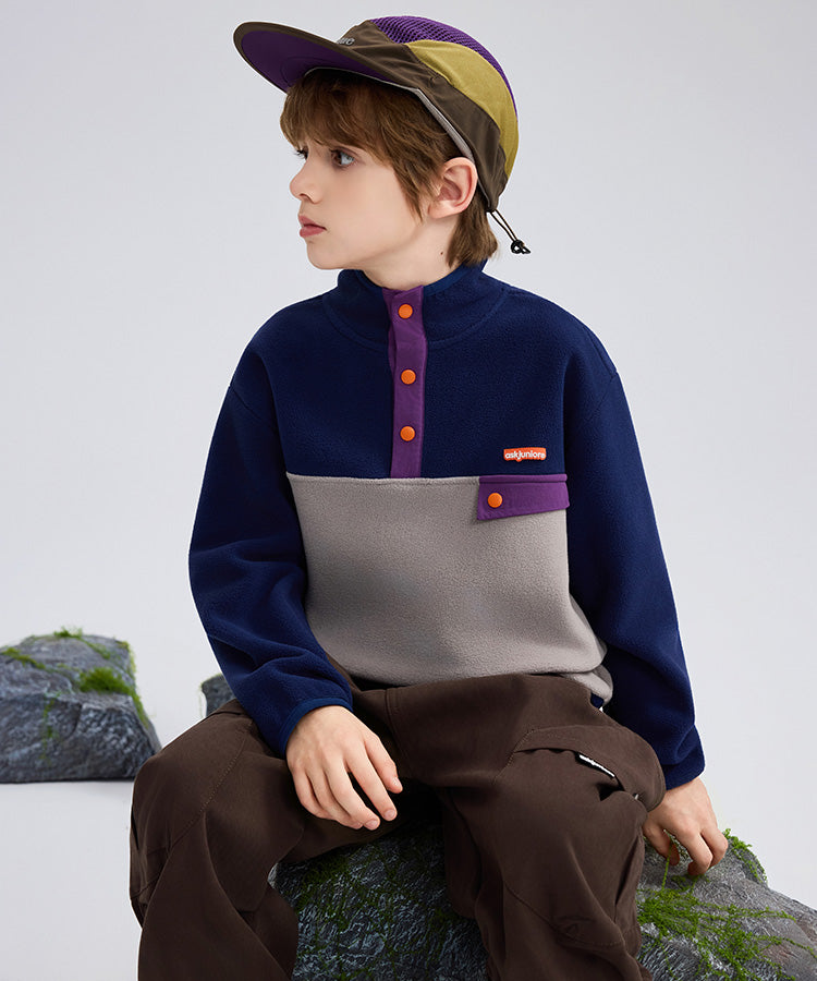 Kids Fleece Lined Sweatshirt | Warm Stand Collar Pullover for Boys & Girls