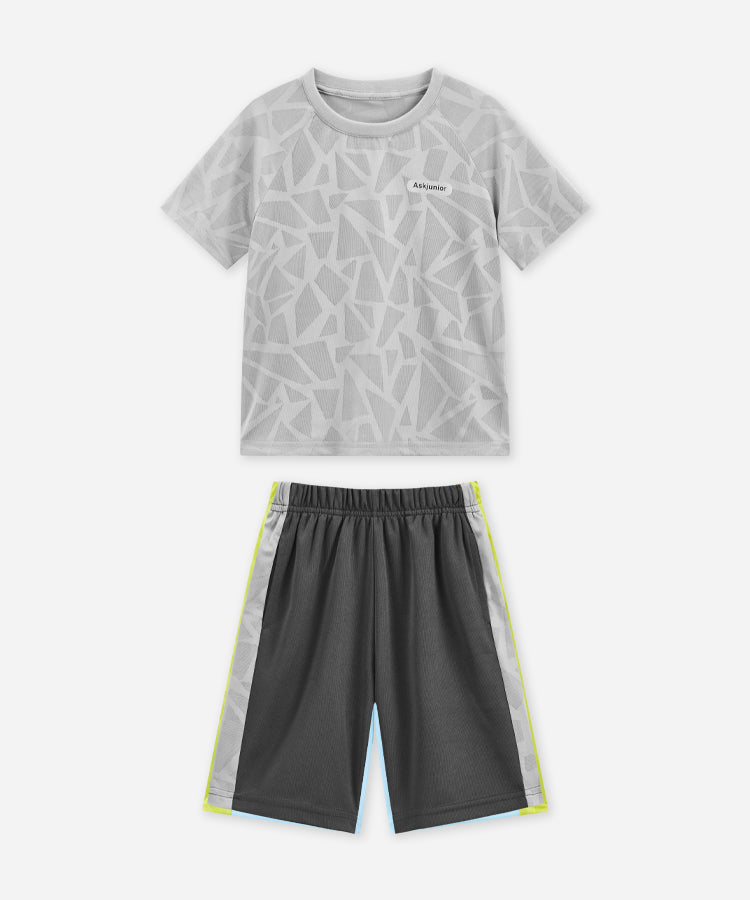 Breathable Quick Dry Kids Boys Short Set Stretchy Skin-Friendly Sports Short Suit
