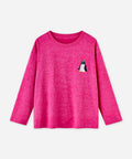 Cute Penguin Wax Wash Oversized Kids Girls Tops 100% Cotton Summer Tee