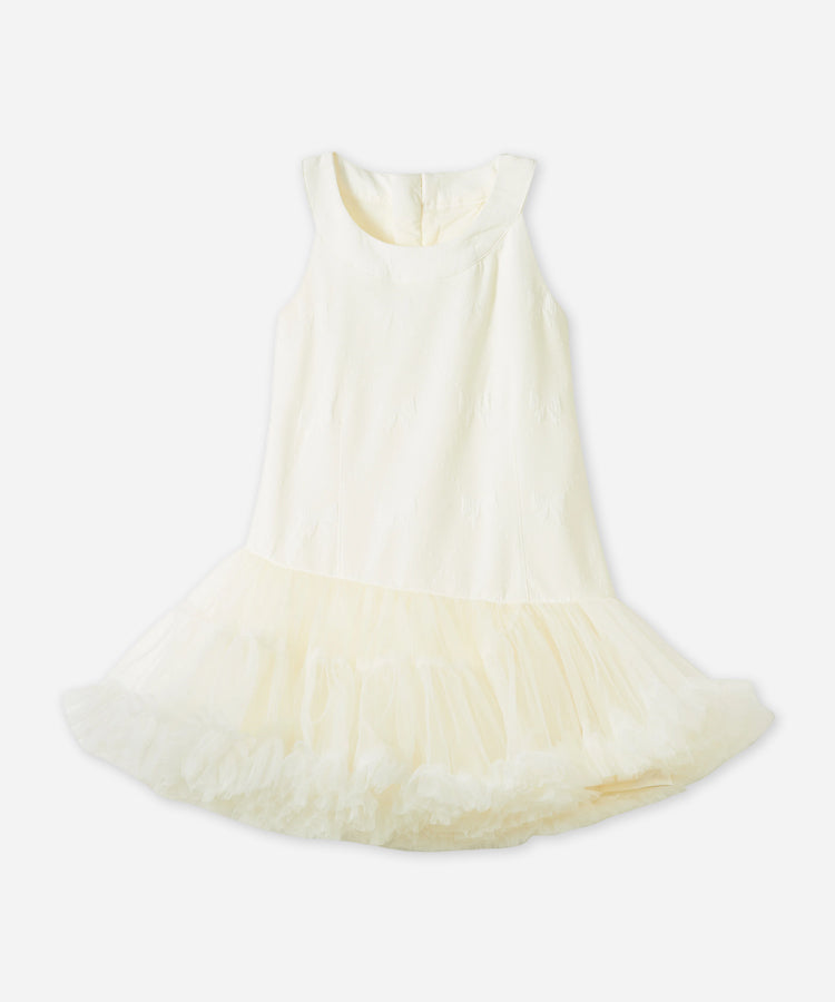 Robe irrégulière en tulle tutu pour enfants, sans manches, en jacquard pour filles