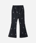 Girls Fleece-lined Jacquard Slight-flare Jeans Knit Trousers