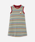 Rainbow Color Block Kids Dress 3D Flower Sleeveless Girls Casual Dress