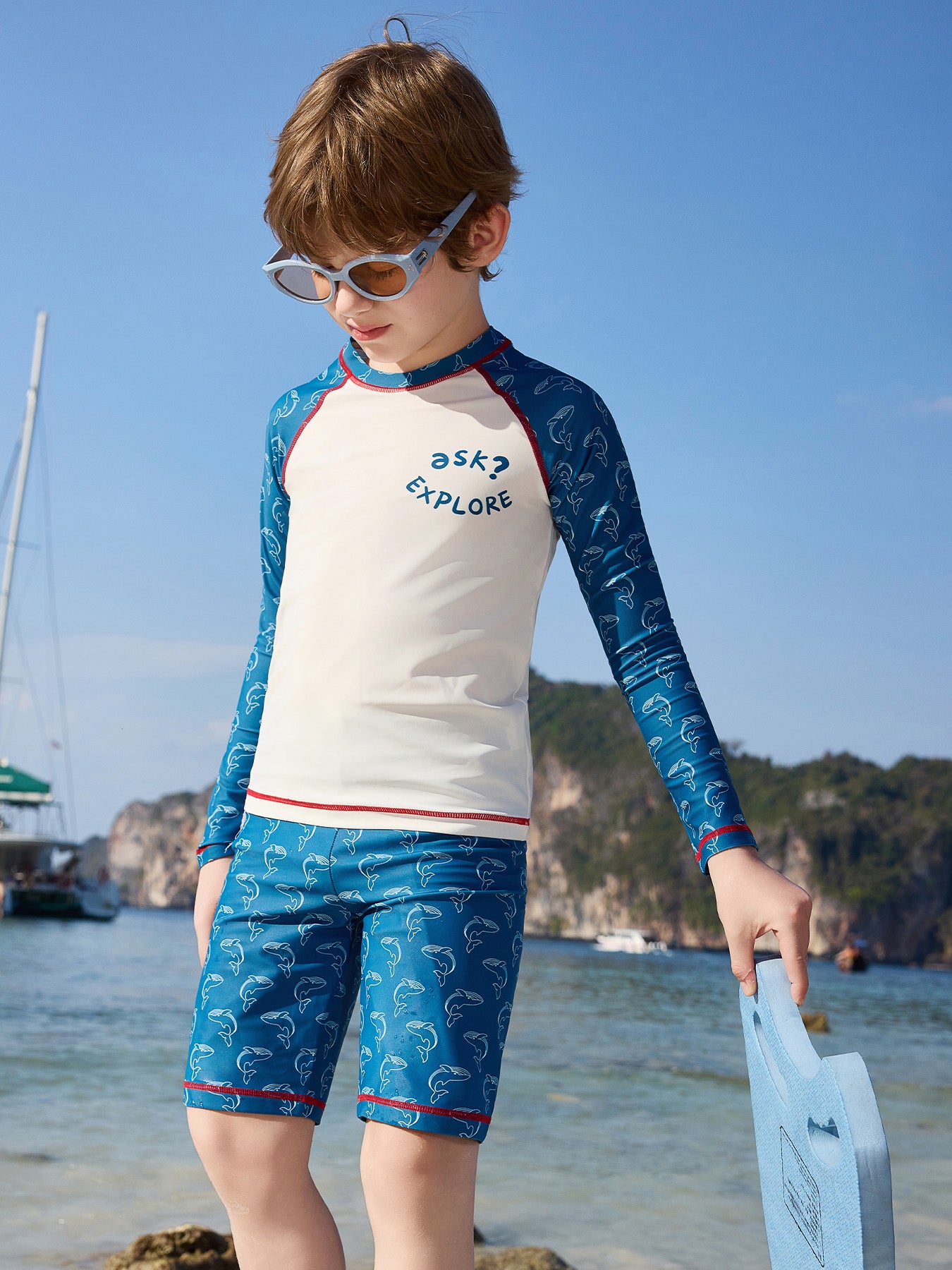 Kids Boys Sun Protection Quick Dry Stretch 2-Piece Swimwear Set