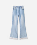Girls Fleece Lined Warm Flare Jeans, Casual Stretch Kids Pants for Fall Winter