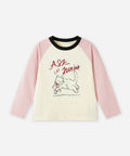 100% Cotton Kids Long Sleeve Top | Raglan Sleeve Cat Print T-Shirt | Soft Kids Clothes