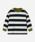 Striped Spliced Knit Kids Boys Tops  Casual Long Sleeve Shirt