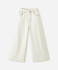 Girls High-Waist Cropped Denim Pants | 100% Cotton Loose Fit Jeans