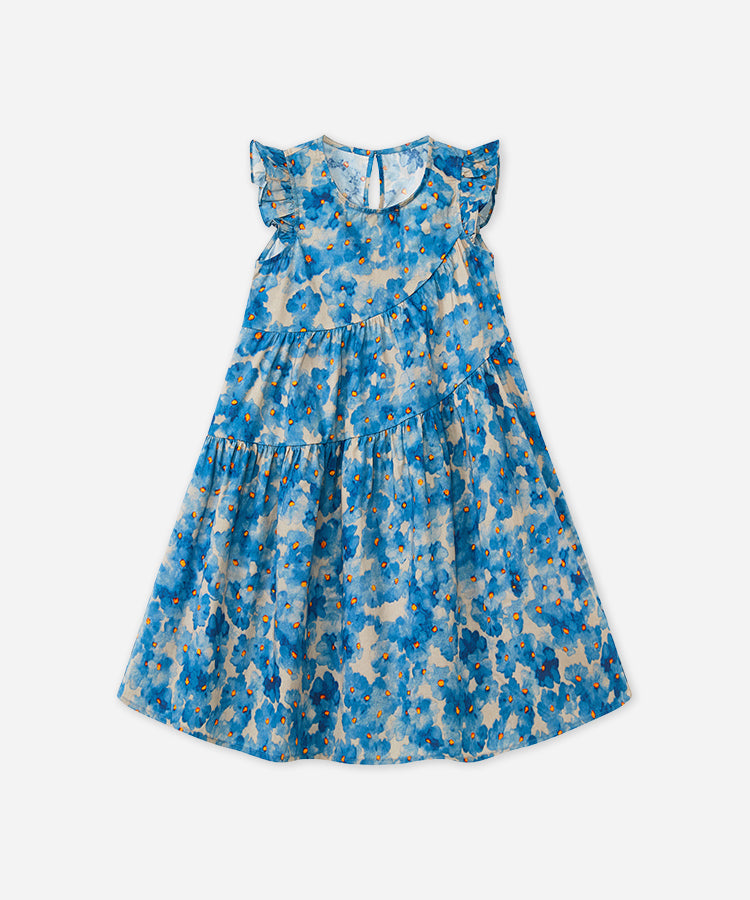 100% Cotton Ink Print Girls Fly Sleeve Girls Dress