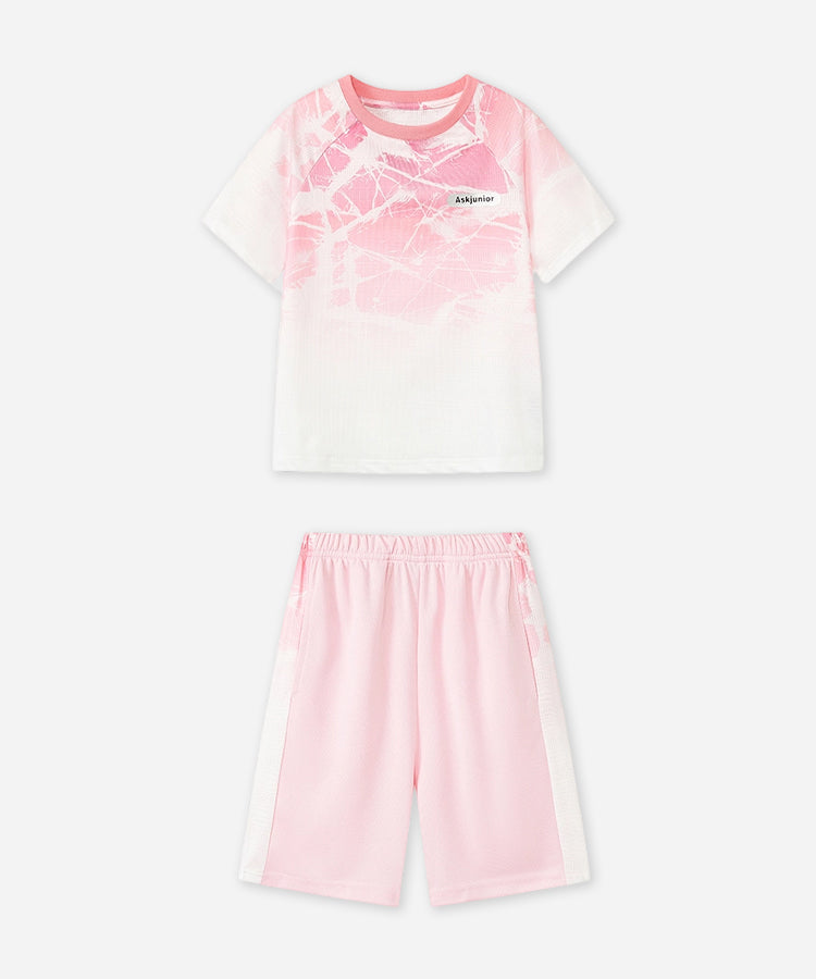 Ensemble court pour enfants Séchage rapide Imprimé dégradé craquelé Tenue de sport respirante