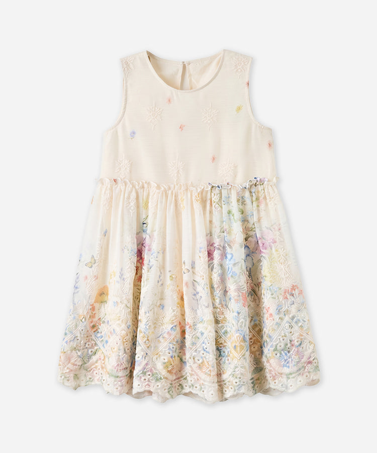 Ärmelloses Kinderkleid Rundhals Lässiges Mädchen Alltags-Kleid