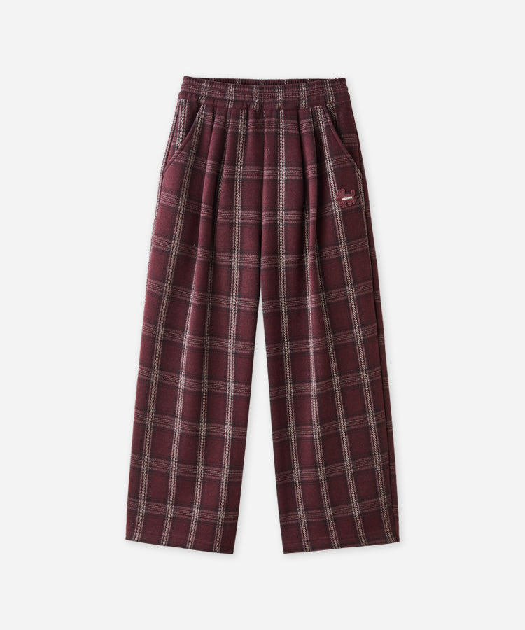 Casual Thickened Warm Plaid Kids Pants for Fall Winter