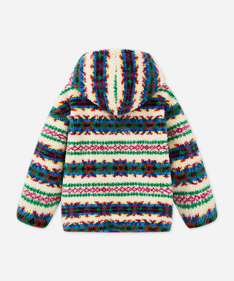 Hooded Teddy Fleece Fairisle Jacket