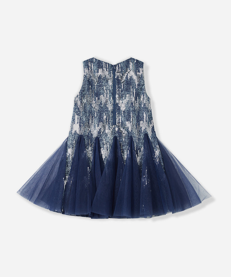 Mermaid Tulle Sequin Denim Kids Dress Sleeveless Casual Princess Dress