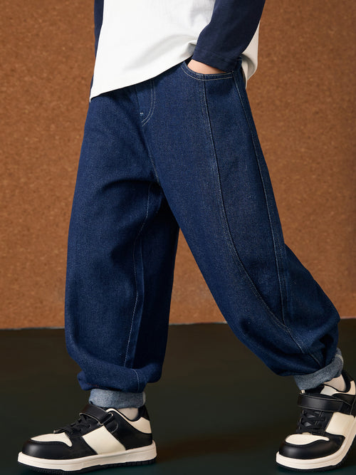 All-match Kids Boys Jeans Pants Soft Stretch Tapered Casual Trousers