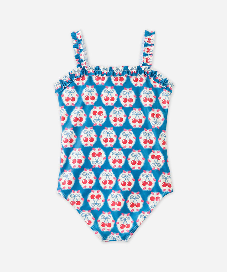 Kids Girls Vintage Cherry One Piece Vacation Swim Suit