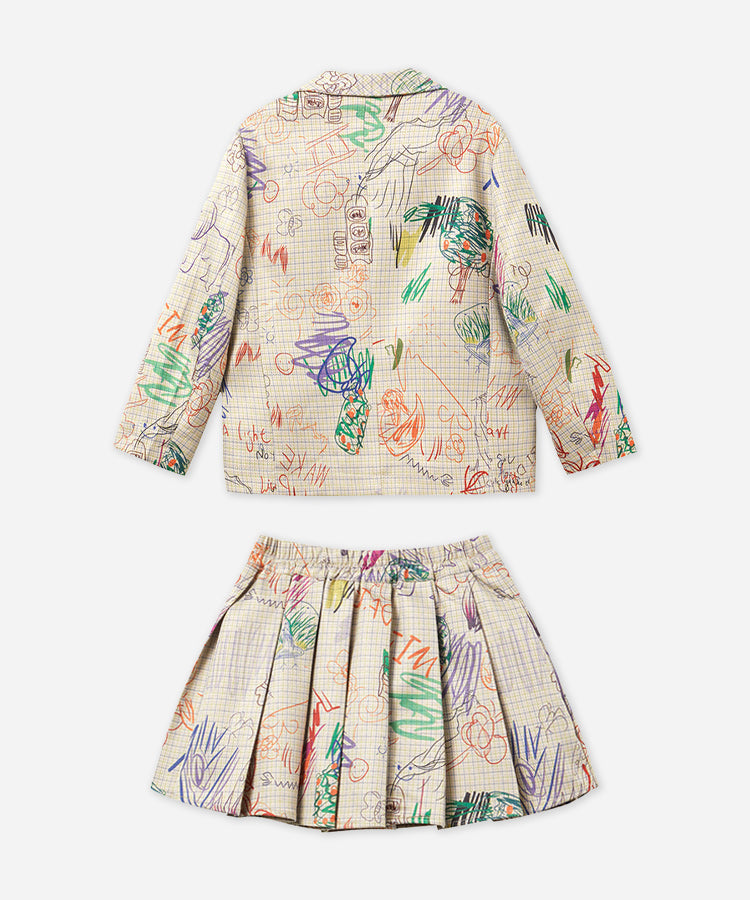 Ensemble deux pièces jupe plissée et costume pour fille