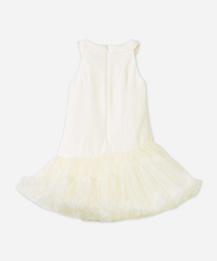 Irregular Tulle Tutu Kids Dress Jacquard Sleeveless Girls Dress