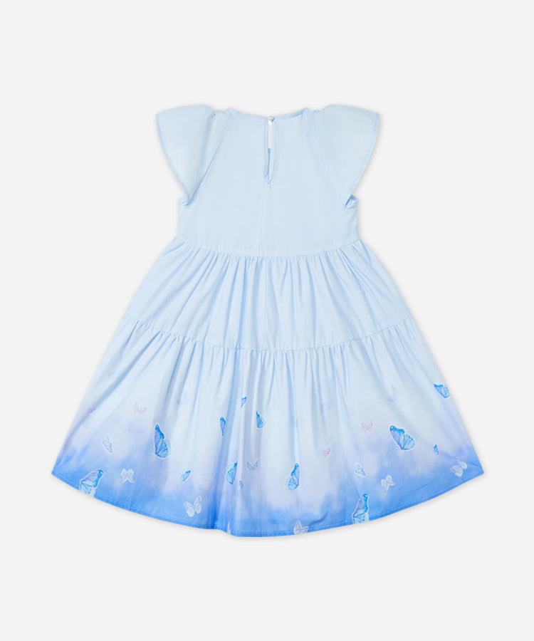 100% Cotton  A-Line Dress 3D Butterfly Decor Casual Swing Kids Girls Dress