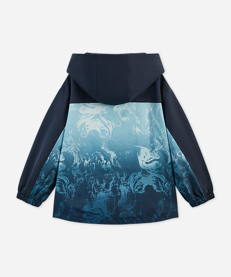 Boys Waterproof Windbreaker Jacket | Gradient Printed Outdoor Sports Coat