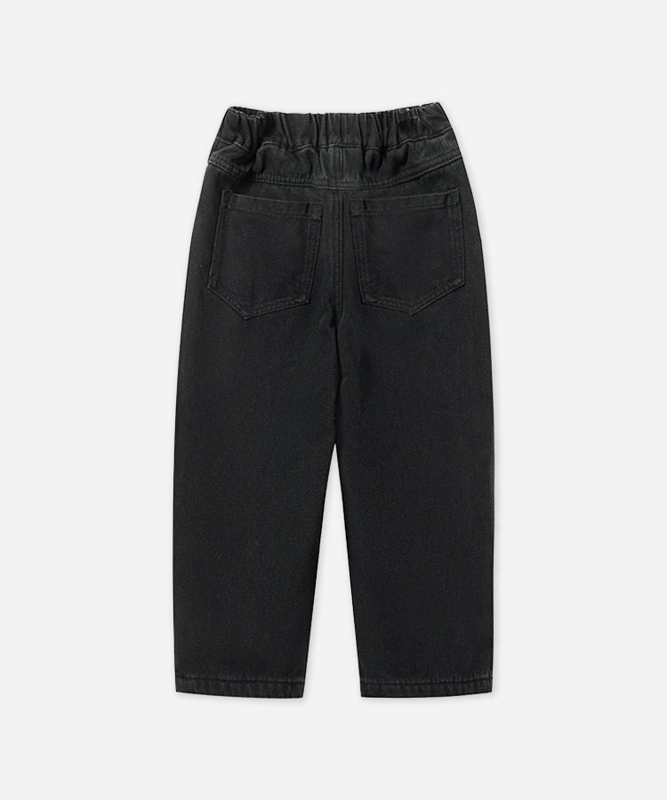 Kids Boys Warm Fleece Lined Jeans, Gradient Washed Straight Leg Denim Pants with Elastic Waist