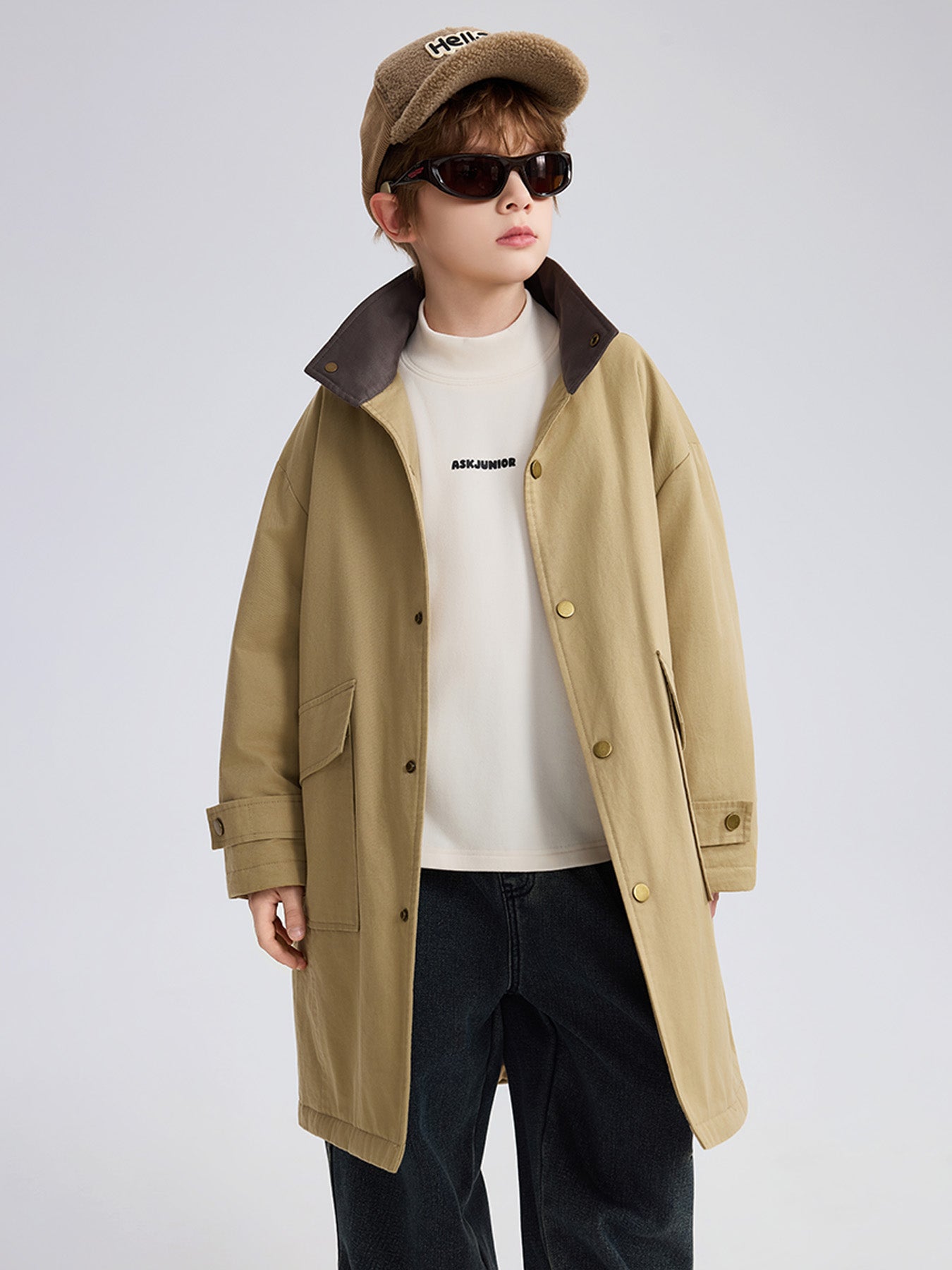 British Style Long Trench  Kids Boys Coat