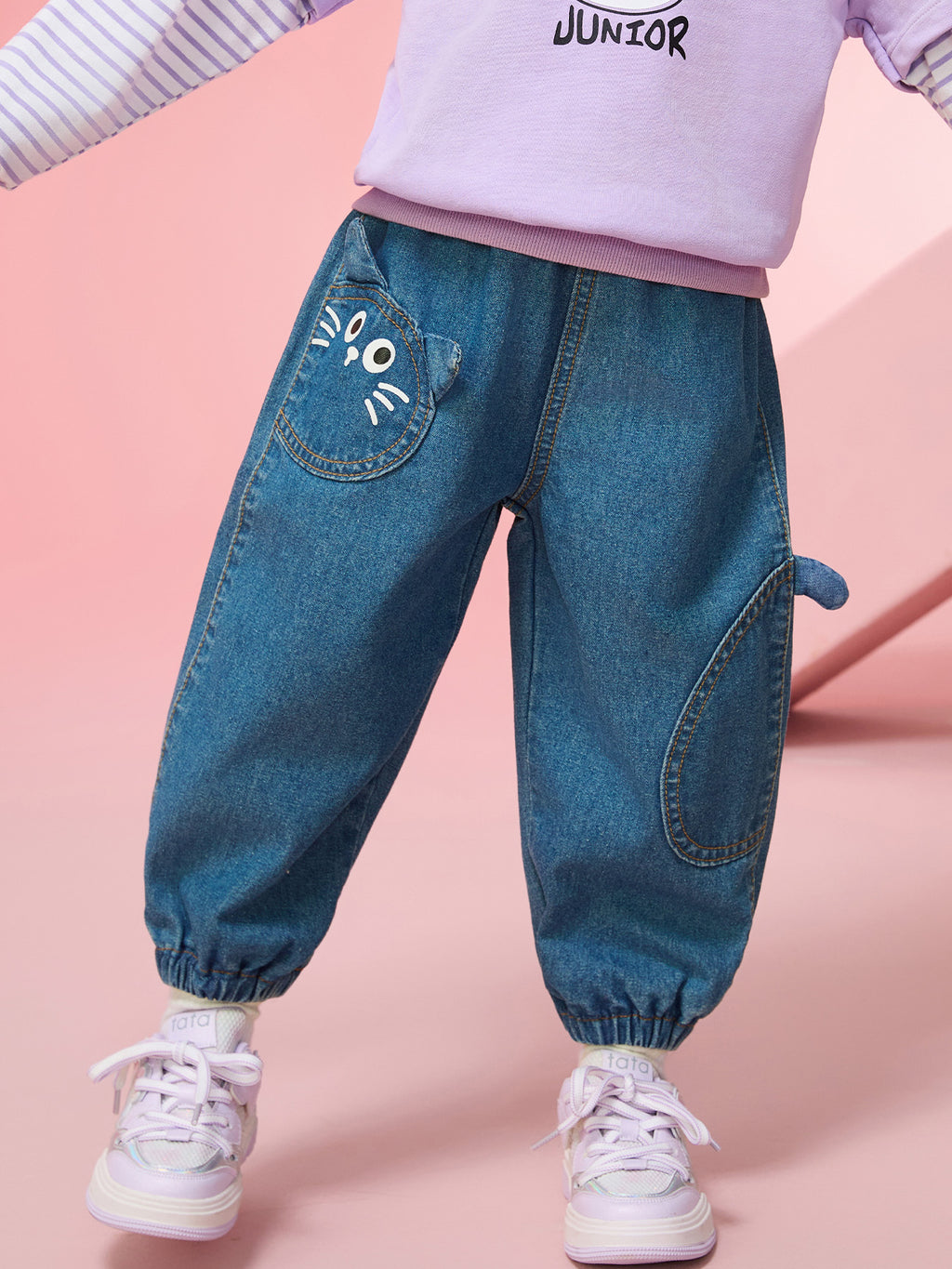 Dreidimensionale Katzenohren Kinderjeans