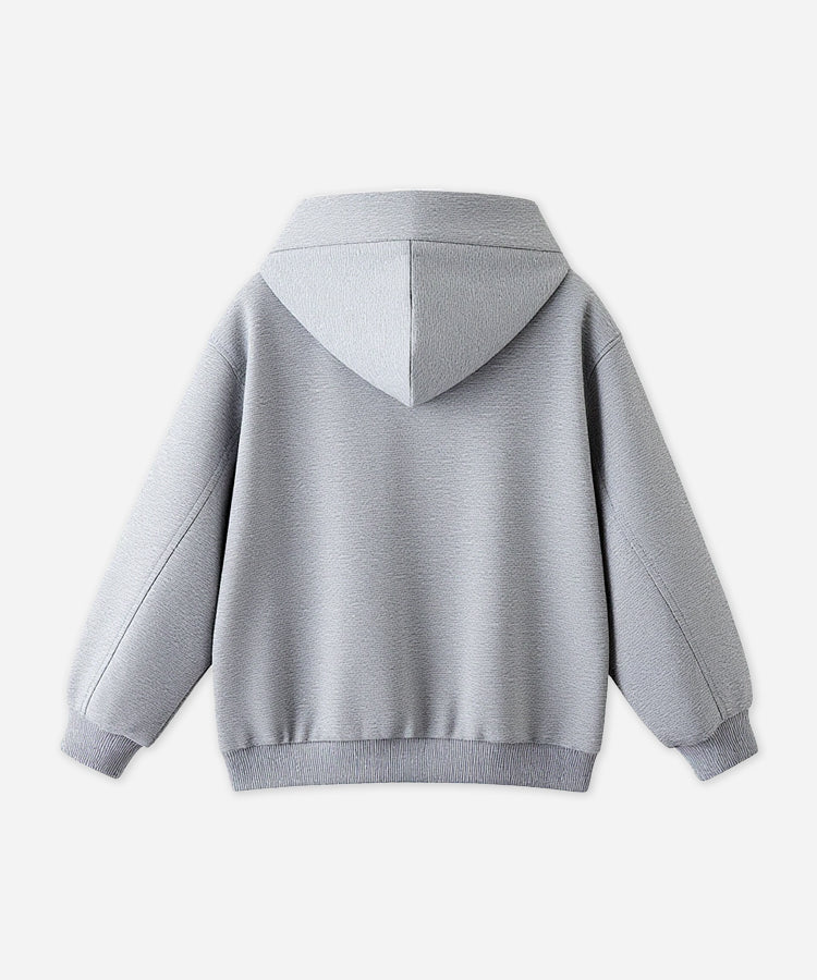 Kids Boys Hooded Sweatshirt Jacket Embroidery Patch Casual Outerwear
