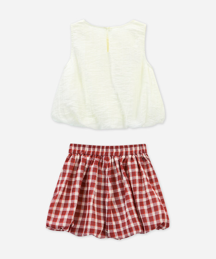 Cute Lyocell Tencel Kids Girls Sets, Dot Bloom A-Line Shorts Sleeveless Casual Outfit