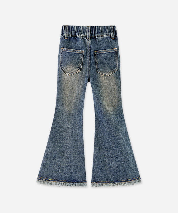 Girls Flare Jeans Elastic Waist | Stretch Denim Pants for Kids