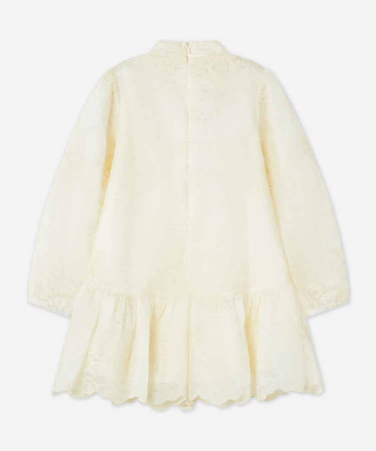 Lace Jacquard Long Sleeve Kids Dress