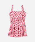 Cherry Print Cami One-Piece Kids Girls Swim Dress With Swim Cap