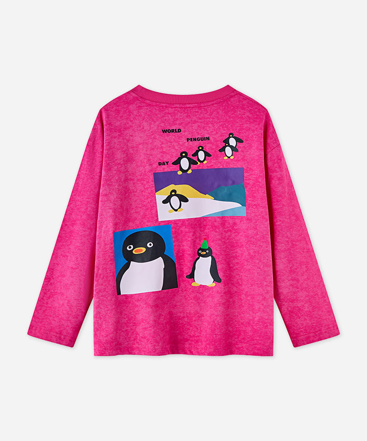 Haut de lavage en cire mignon pingouin surdimensionné pour enfants filles, t-shirt d'été 100 % coton