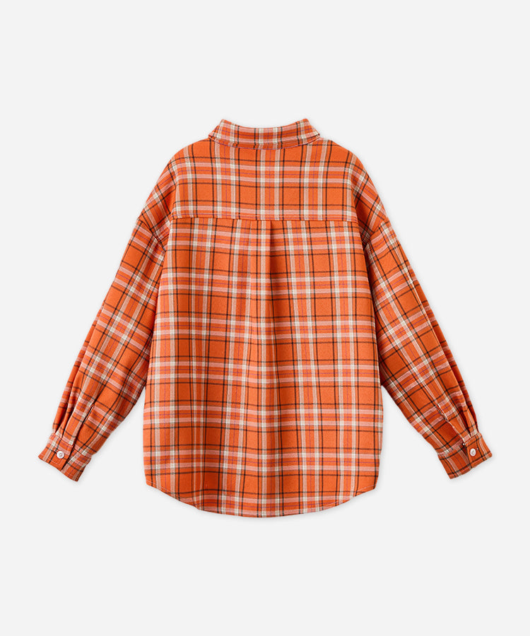 Kids Plaid Shirt Lightweight Sun Protection Shacket | Unisex Plaid Button-Down Top