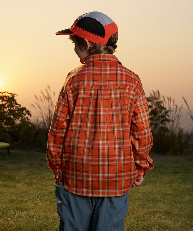 Kids Plaid Shirt Lightweight Sun Protection Shacket | Unisex Plaid Button-Down Top