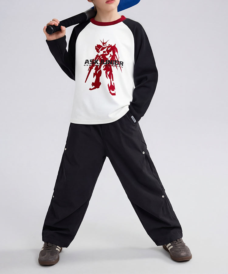 Boys Cargo Pants Loose Fit Relaxed Straight Leg Trousers | Adjustable Cuffed Bottom