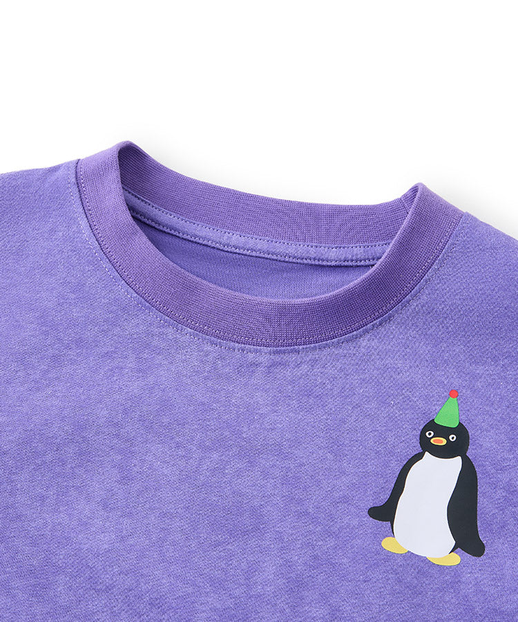 Cute Penguin Wax Wash Oversized Kids Girls Tops 100% Cotton Summer Tee