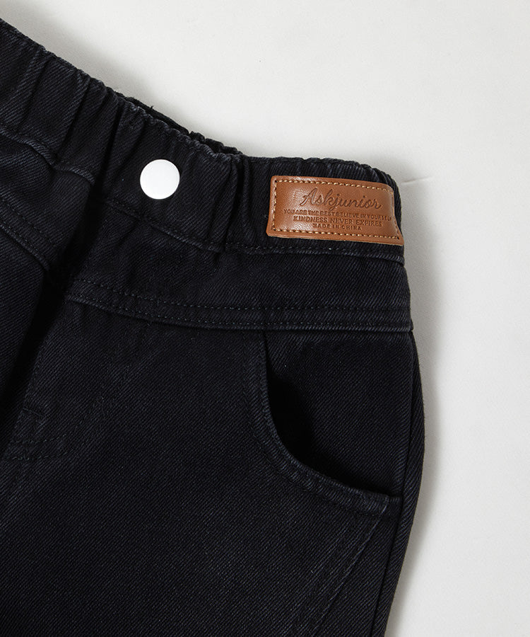 Kids Boys Warm Fleece Lined Jeans, Gradient Washed Straight Leg Denim Pants with Elastic Waist