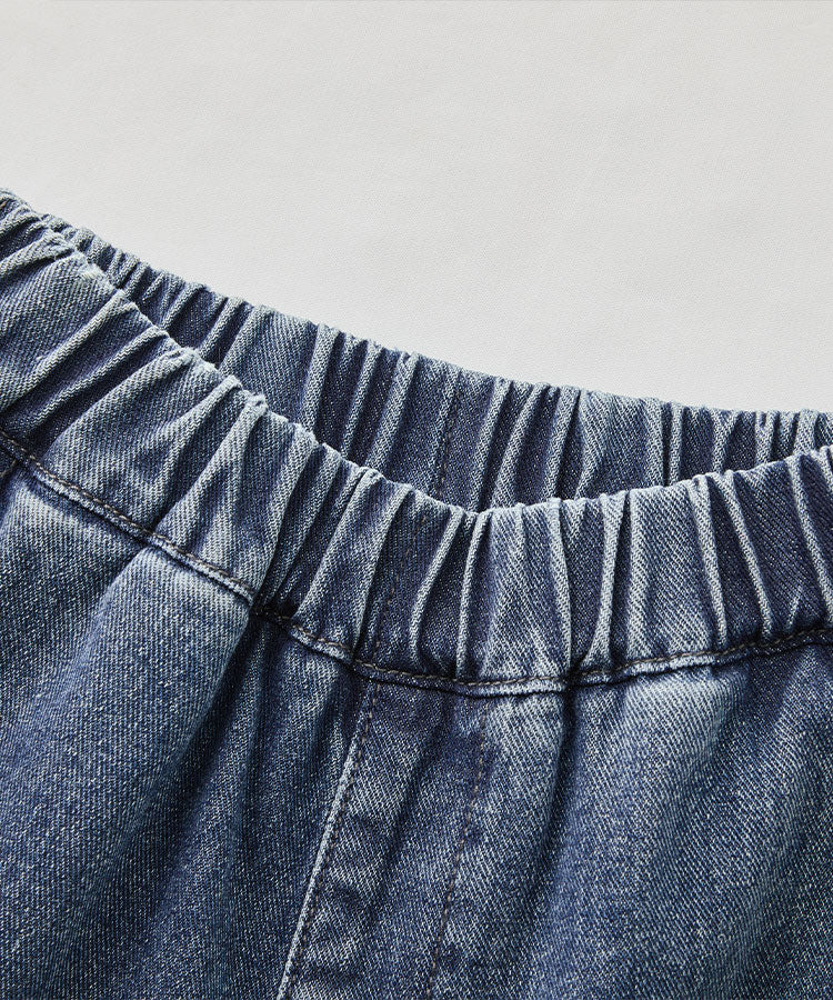 Boys Washed Denim Jeans | Star Print Curved Leg Pants for Kids