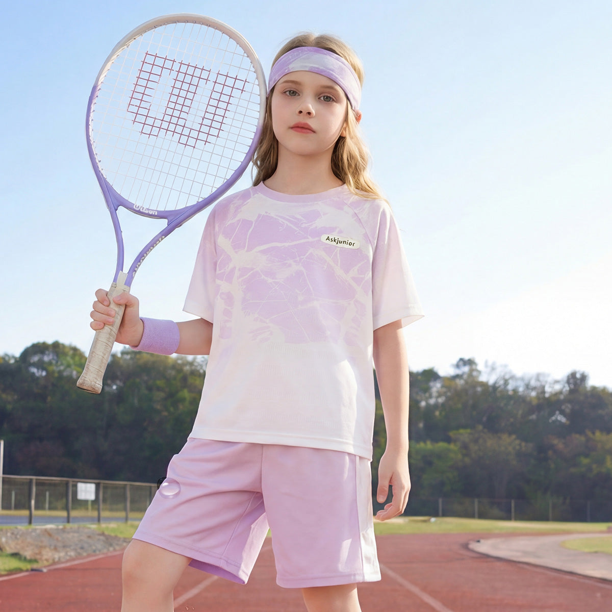 Ensemble court pour enfants Séchage rapide Imprimé dégradé craquelé Tenue de sport respirante