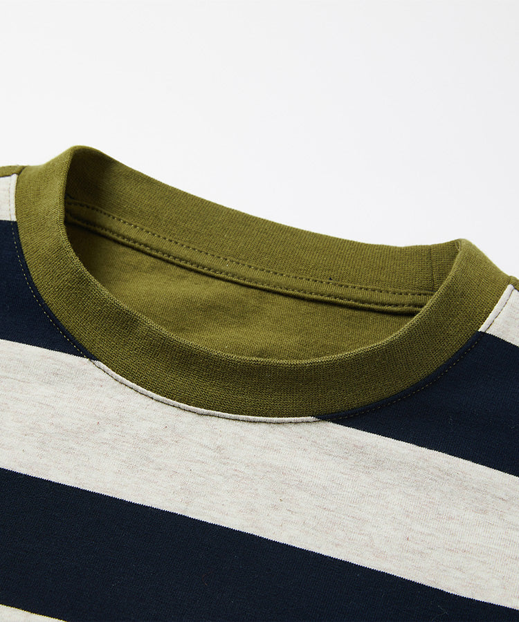 Striped Spliced Knit Kids Boys Tops  Casual Long Sleeve Shirt