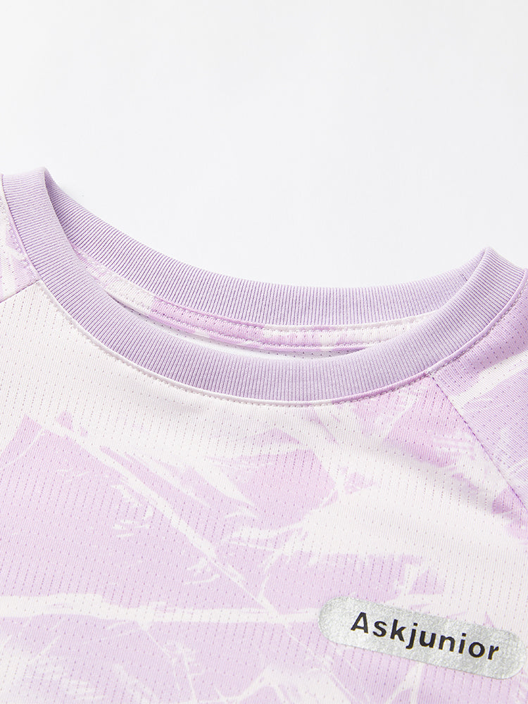 Kids Short Set Quick Dry Crack Gradient Print Breathable Sports Outfit
