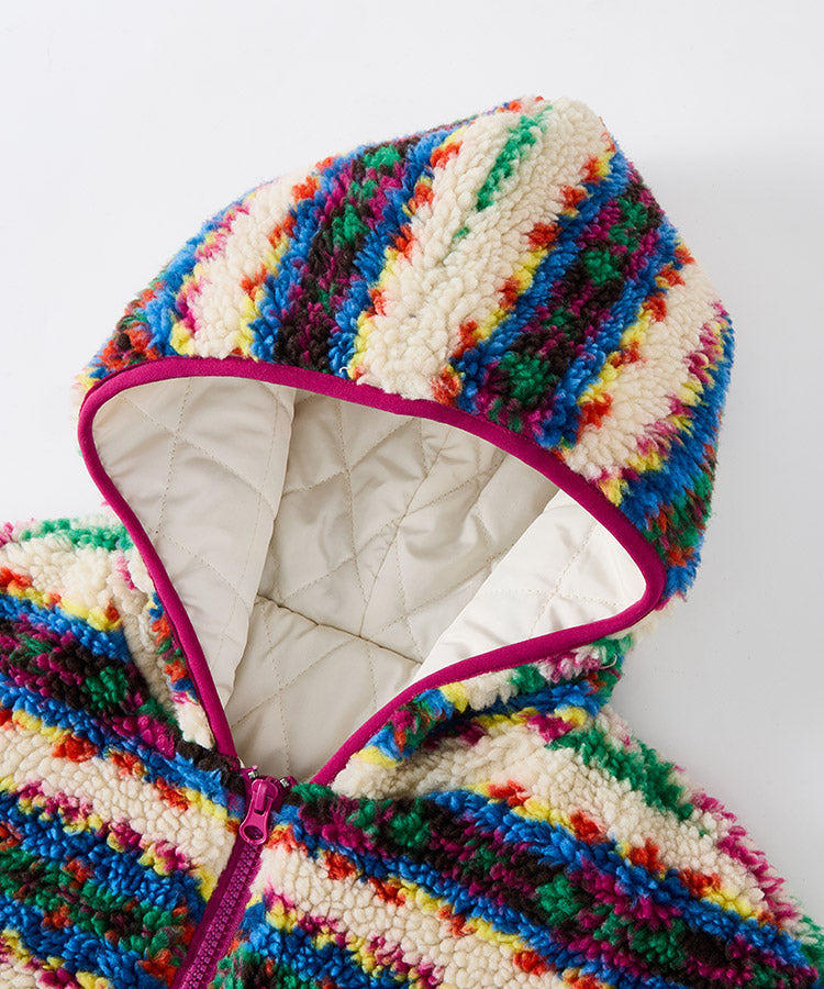 Hooded Teddy Fleece Fairisle Jacket