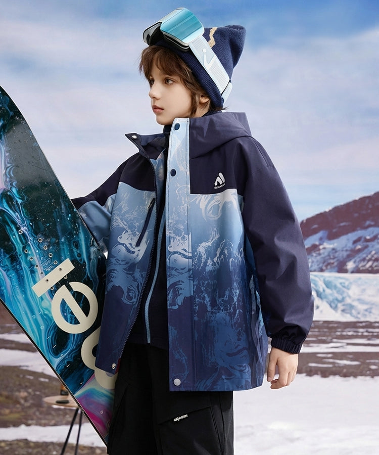 Boys Waterproof Windbreaker Jacket | Gradient Printed Outdoor Sports Coat