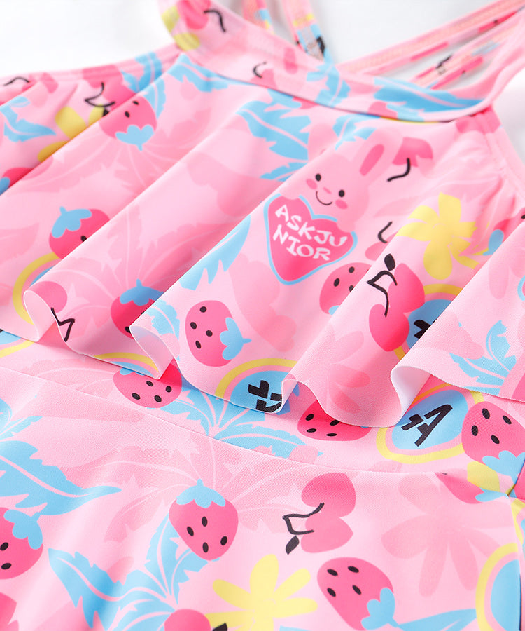 Ensemble 2 pièces maillot de bain jupe et short sans manches pour fille