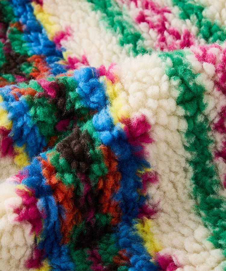 Hooded Teddy Fleece Fairisle Jacket