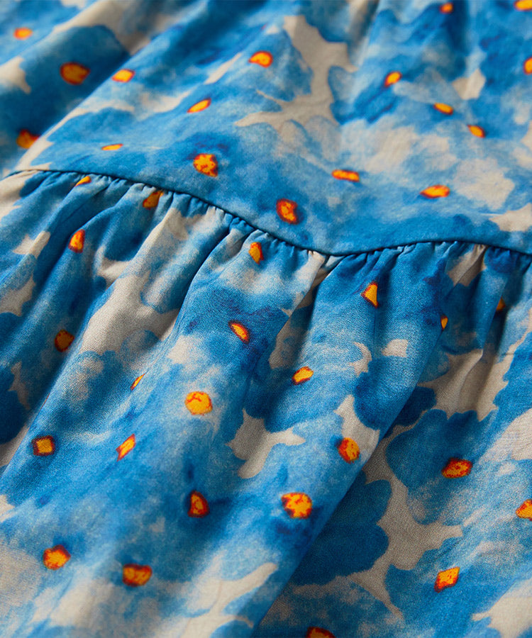 Robe Fille 100% Coton Imprimé Manches Volantes