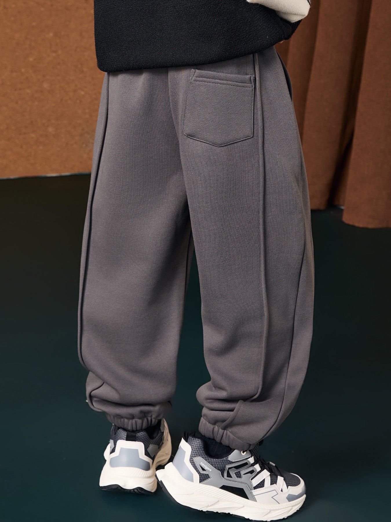 Jungen Strickfleece-Hose, locker sitzende, dicke, warme Freizeithose für Kinder für Herbst Winter