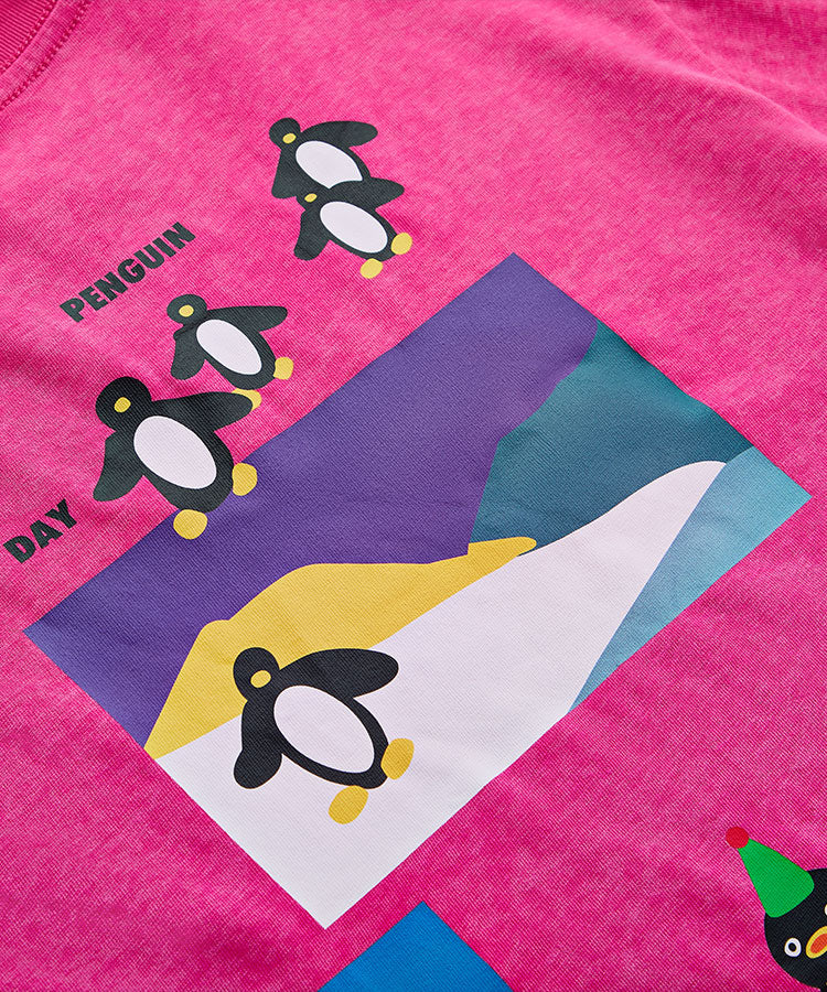 Cute Penguin Wax Wash Oversized Kids Girls Tops 100% Cotton Summer Tee