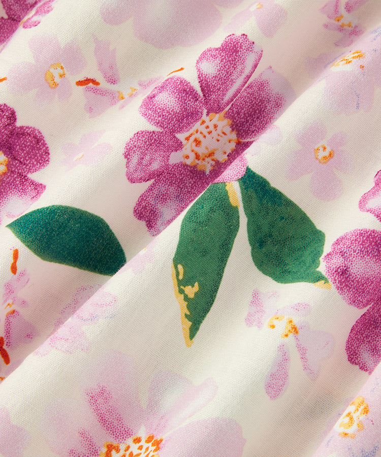 Big Lapel Full Floral Print Kids Dress 100% Cotton Sweet Sleeveless Girls Dress