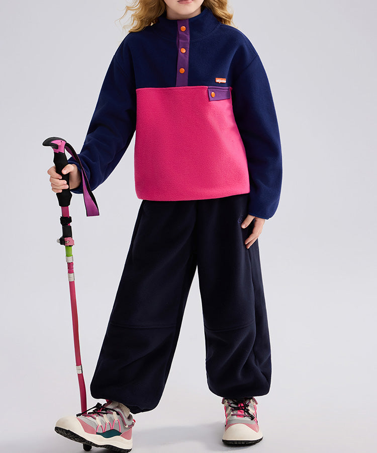 Kids Fleece Lined Sweatshirt | Warm Stand Collar Pullover for Boys & Girls